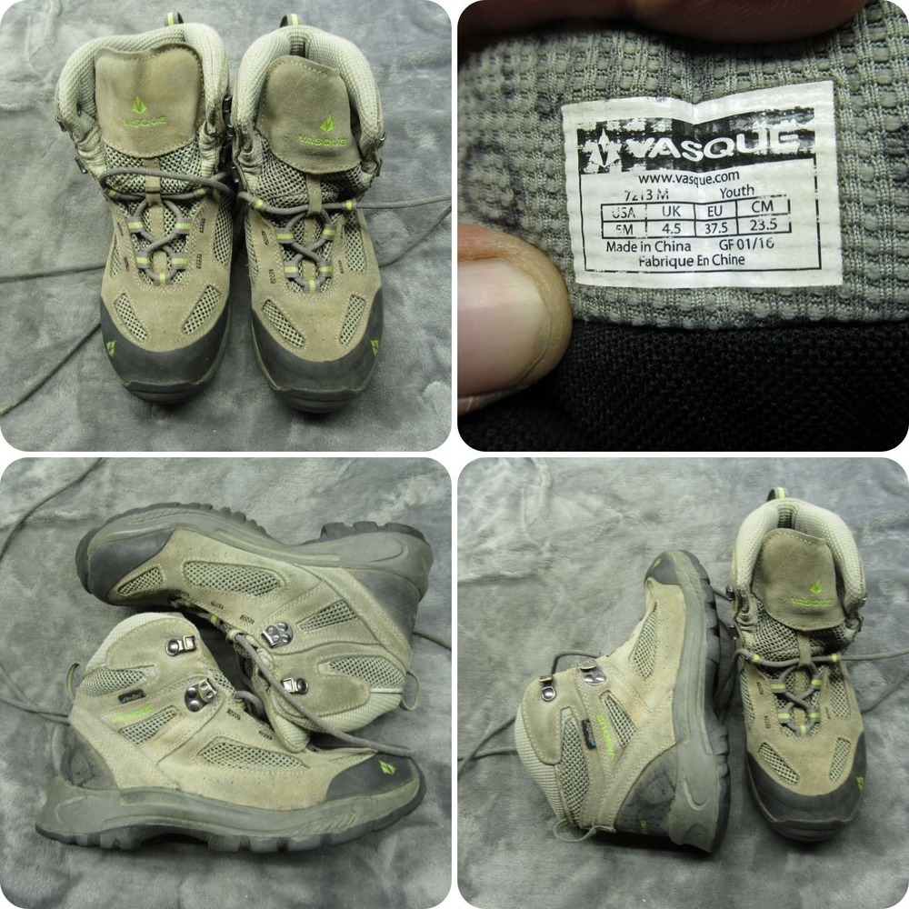 Vasque Youth 5M Boots Gray Lace-Up Waterproof Lightweight Trail Outdoor Hiking